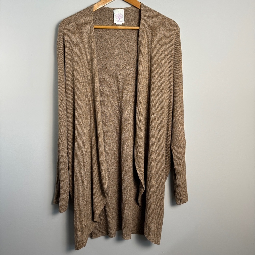 Freeloader‎ Women's Tan/Brown Open Long Sleeve Duster Cardigan Sweater Size M/L